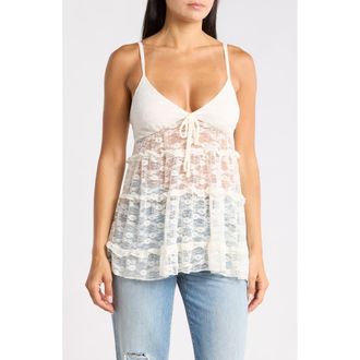 Madden Girl Tiered Lace Camisole in Ivory at Nordstrom Rack, Size X-Large