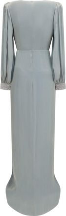 Nissa Womens Long Crossover Dress Green Polyester