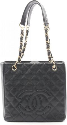 Chanel Black Grained Calfskin Handbag Tote Bag (Pre-Owned)