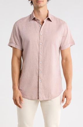 Rodd & Gunn Baywater Short Sleeve Linen & Cotton Button-Up Shirt in Brick at Nordstrom Rack, Size Xx-Large