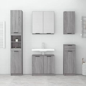 Berkfield Home Durable Bathroom Cabinet Grey Sonoma 32x34x188.5 cm Engineered Wood