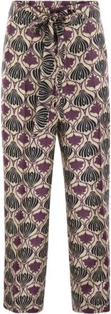 Max Mara Timec Silk Twill Broeken - Dames - Straight fit broeken - Veelkleurig - 2XS - Broeken