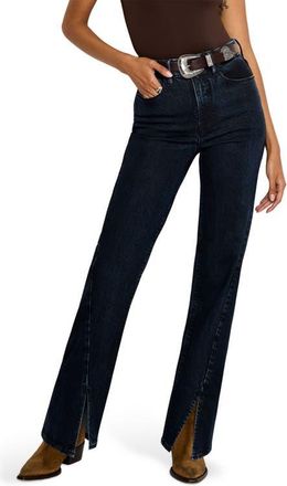 Good American Soft-Tech Good Boy Step Hem High Waist Ankle Straight Leg Jeans in Indigo544 at Nordstrom, Size 6