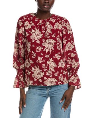 CeCe by Cynthia Steffe Cece Smocked Flounce Sleeve Blouse