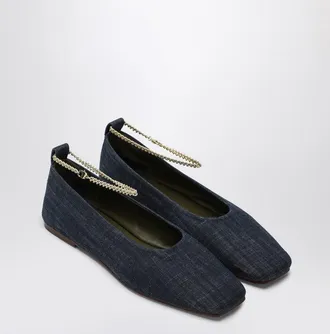 MARIA LUCA Navy Blue Denim Augusta Ballerina