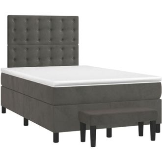 vidaXL Cama Box Spring Con Colch&oacute;n Terciopelo Gris Oscuro 120x190 Cm Vidaxl