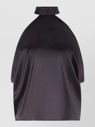 Nina Ricci satin draped halterneck top open back