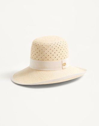 Valentino Garavani Cappello Vlogo Signature In Panama Traforato Donna NATURALE 56