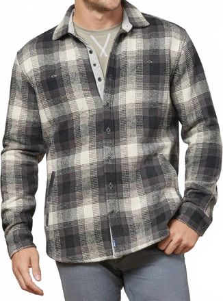Johnnie-O Jerome Flannel Shacket In Charcoal