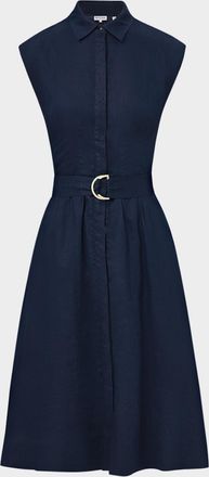 Veronica Beard Loreta Belted Linen Shirtdress