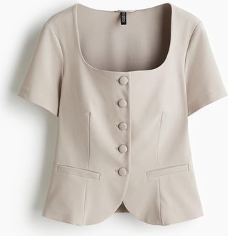 H&M Shirt mit Knopfleiste - Brown
