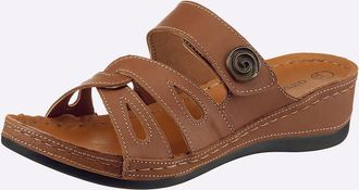Casual Looks Pantolette CASUAL LOOKS, Damen, Gr. 36, cognac, Glattleder, Leder, Basic, Schuhe Pantolette