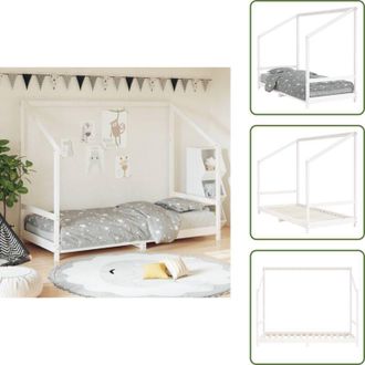 vidaXL Letto per bambini in legno - vidaXL Giroletto per Bambini Bianco 90x190cm in Legno Massello di Pino - Letto per bambini con tende