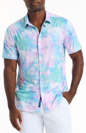 Robert Graham Icarus Short Sleeve Knit Button-Up Shirt in Blue/Green Multi at Nordstrom Rack, Size Large