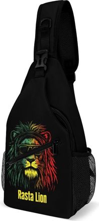 Generic Rasta Lion Mens Crossbody Chest Sling Bag for Travel Hiking Lightweight Shoulder Bags with Small Side