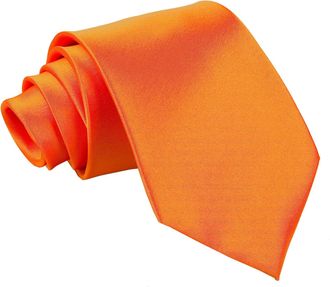 DQT Mens Plain Satin Polyester Wedding Extra Long Classic Tie - Burnt Orange