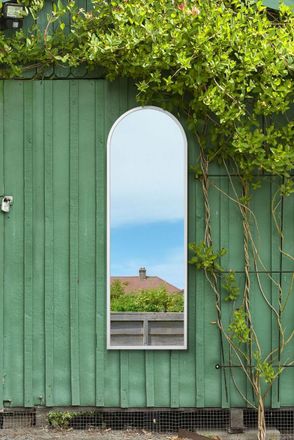 MirrorOutlet White Framed Arched Window Garden Mirror 63 X 21 (160x53CM) | Size: 1 Pack