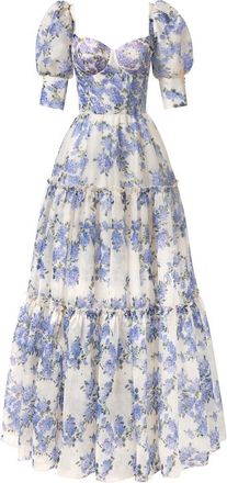 Milla Hydrangea Feminine Voluminous Sheer Sleeves Dress at Nordstrom, Size Xx-Large