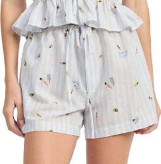 En Saison Womens Nicole Coastal Shorts In White Blue Multi