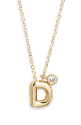 Chelsea28 Goldtone Initial Pendant Necklace in D- Clear- Gold at Nordstrom