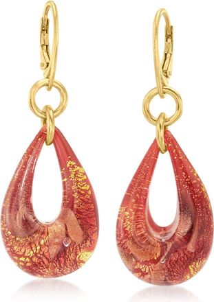 Ross-Simons Italian Murano Glass Teardrop Earrings in 18kt Gold Over Sterling