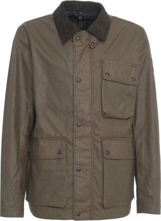 Belstaff Brown Casual Jacket With Distinctive Corduroy Collar And Functional Pockets