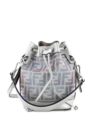 Fendi Mon Tresor Zucca Crystal Embellished Suede Mini bucket bag - Multicolore