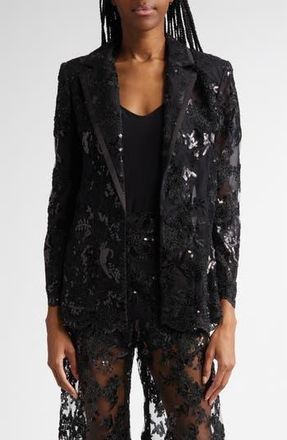 Alice & Olivia Judith Sequin Lace Blazer in Black at Nordstrom Rack, Size 0