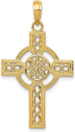 Diamond2Deal 10k Yellow Gold Diamond-cut Celtic Cross Pendant