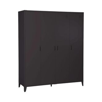 Sweeek Armario/vestidor industrial de metal 4 puertas, 10 estantes, 1 barra