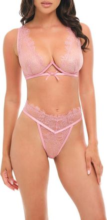 Oh l&agrave; l&agrave; Ch&eacute;ri Beatriz Strappy Lace Underwire Bra & Panties Set in Lilas at Nordstrom, Size X-Large