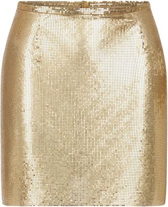 Paco Rabanne Kettingrok met goudkleurige sluiting - Dames - Korte rokken - Geel - L - Rokken
