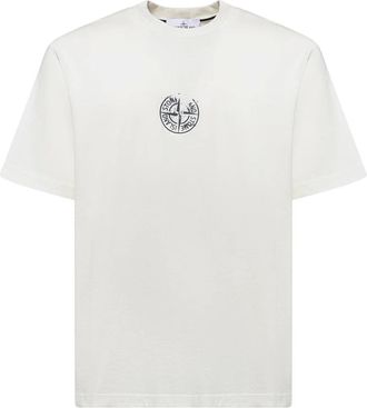 Stone Island Tops, Heren, Beige, M, Katoen, Vertical Placement T-shirt