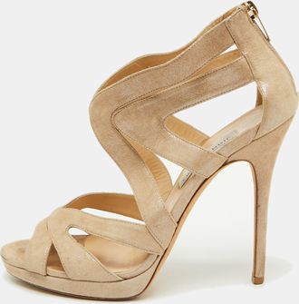 Jimmy Choo London Metallic Suede Cutout Collar Peep Toe Sandals