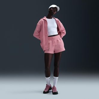 Nike Womens Nike Sportswear Phoenix Fleece High-Waisted Loose Shorts in Pink | FD1409-699