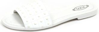 Tod's Witte Patent Sandaal met Rubber Studs - Dames - Sandalen - Wit - 36 EU - Leer - Schoenen