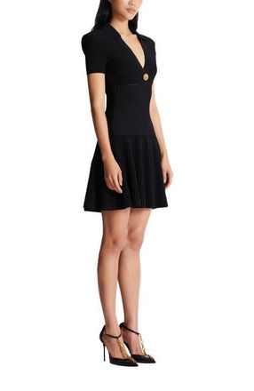 Balmain Flared knit dress in Black at Nordstrom, Size 40 Eu