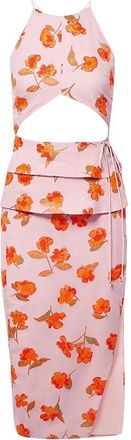 Altuzarra Pink Crepe Cut-Out Midi Dress Size S