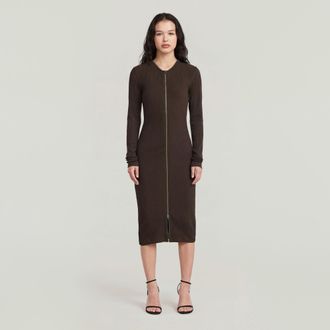 G-Star 2 Way Slim Rib Jurk - Bruin - Dames