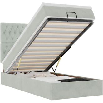 vidaXL Estructura Cama Otomana Colchones Gris Claro 100x200cm Vidaxl