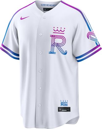 Nike Kansas City Royals City Connect Nike Mens MLB Stadium Jersey in White | RE260H3EROY-43L