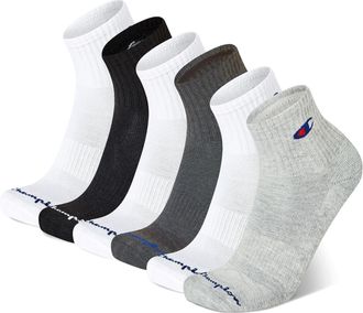 Champion Mens Ankle 6-Pack Moisture-Wicking Athletic Socks with Cushioning & Arch Support (Size 6-12), High Quarter Multi (White, Grey, Black), 4.5-12 UK (Pack