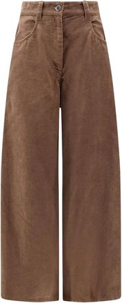 Brunello Cucinelli Wide-leg corduroy broek - Dames - Broeken - Bruin - Maat: M Corduroy