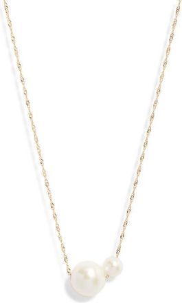 Nordstrom Freshwater Pearl Necklace in White- 14K Yellow Gold at Nordstrom