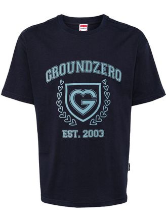 Ground-Zero logo-print cotton T-shirt - unisex - Cotton - M - Blue
