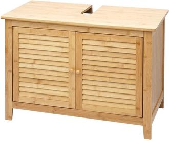Hhg Non utilizzato] Arredo bagno bambu a listelle serie HHG 557 mobile sottolavabo 60x80x40cm
