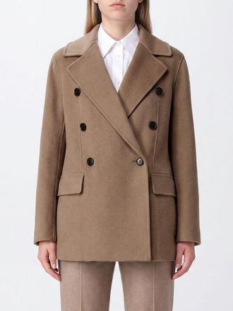 Max Mara S Max Mara Rita Double-Breasted Short Coat in Pure Virgin Wool with Lapels