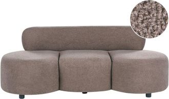 Beliani 3 Seater Sofa Taupe Boucle Upholstery Couch without Armrests Curved Backrest Retro-Inspired Living Room BLAVAND