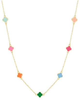 Gabi Rielle 14K Over Silver Enamel Clover Necklace