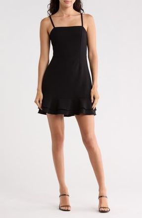 French Connection Whisper Double Frill A-Line Dress in Black at Nordstrom Rack, Size 12